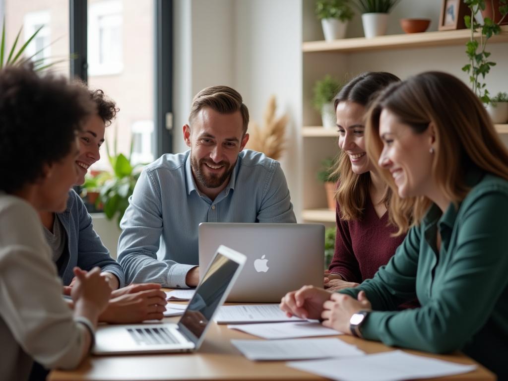 A team of fundraisers collaborating effectively in a hybrid work environment, using digital tools and strong communication skills.