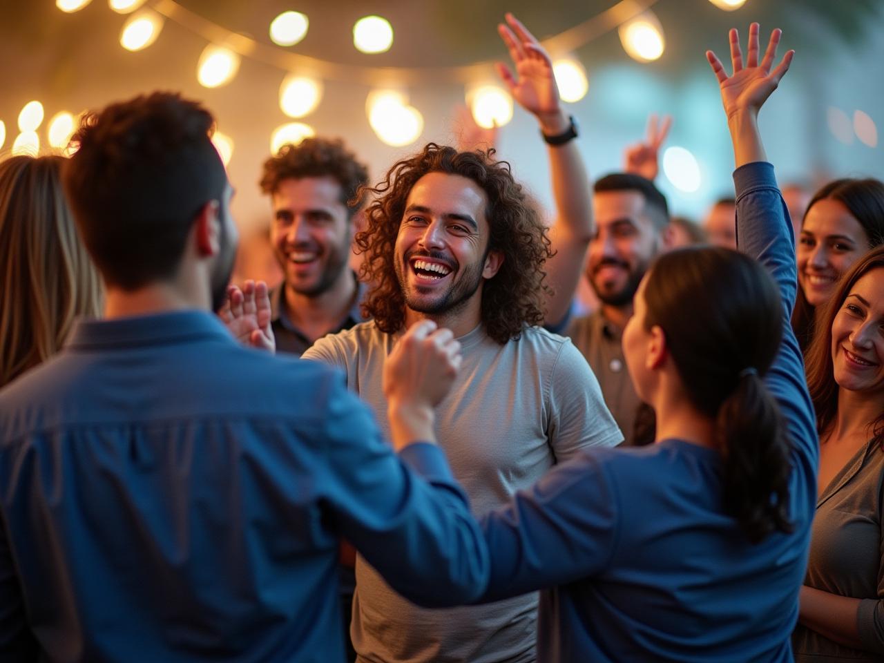 A team celebrating a fundraising success, highlighting internal branding as the key to their achievement.