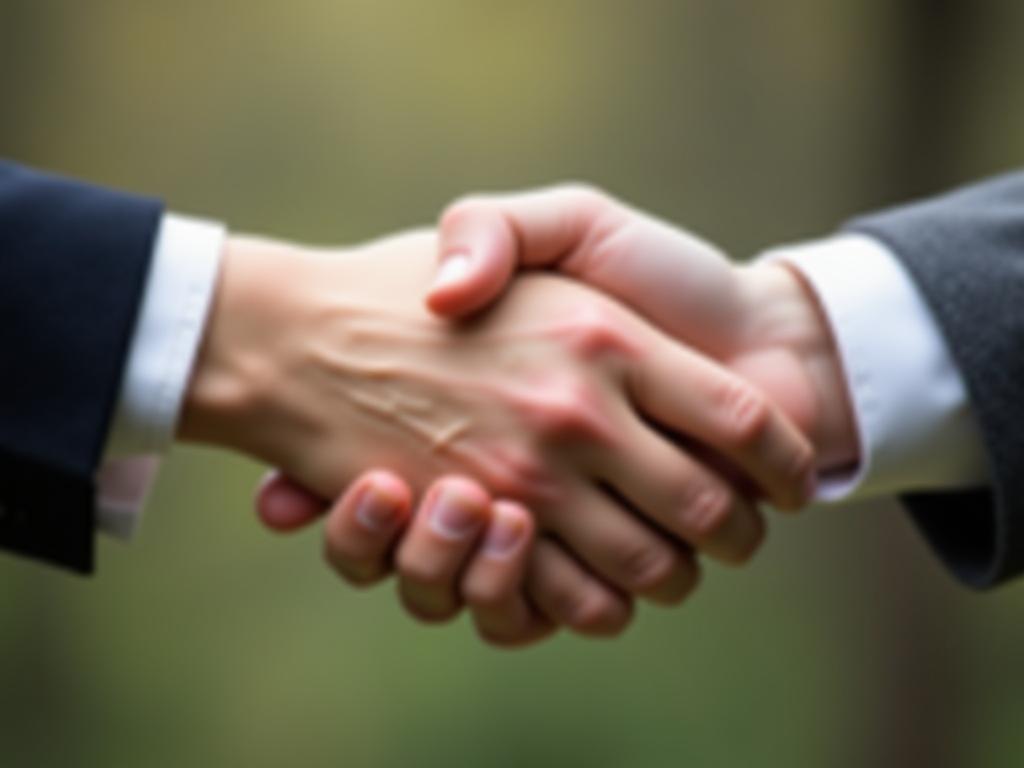 A close-up of two hands shaking, symbolizing trust and partnership between a fundraiser and a donor.
