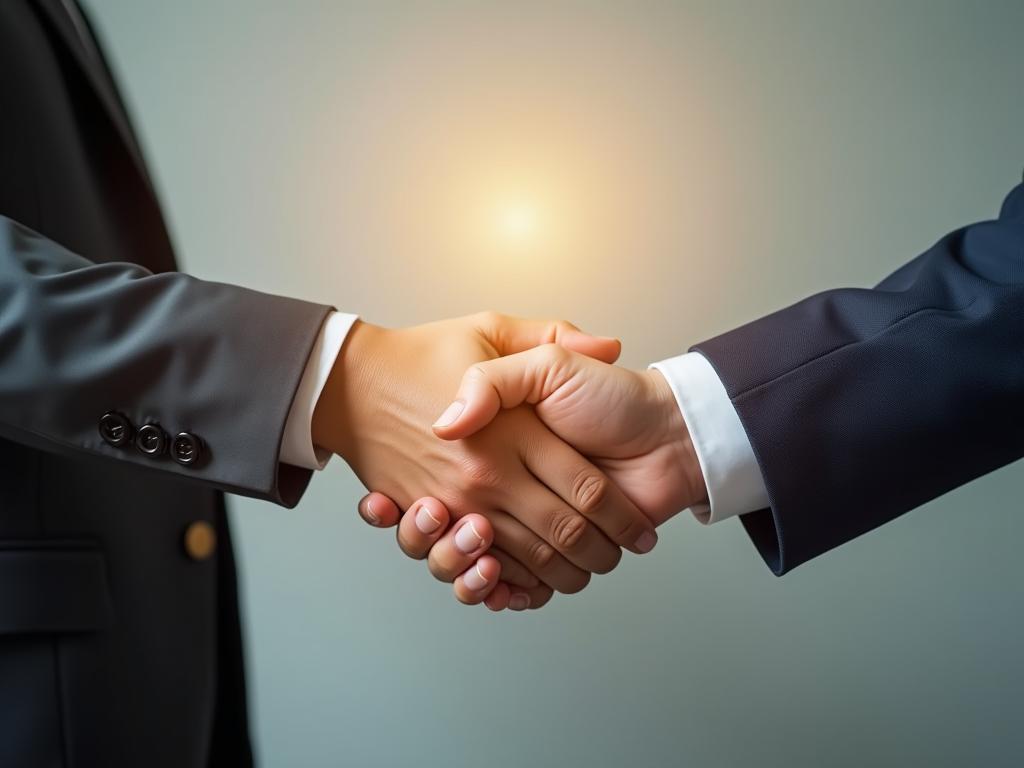 A person shaking hands with a potential donor, symbolizing the business-like approach to fundraising.