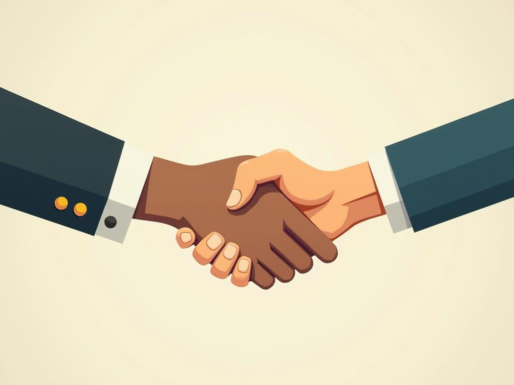 A person shaking hands with another person, symbolizing a successful donation and partnership between a donor and a non-profit organization.