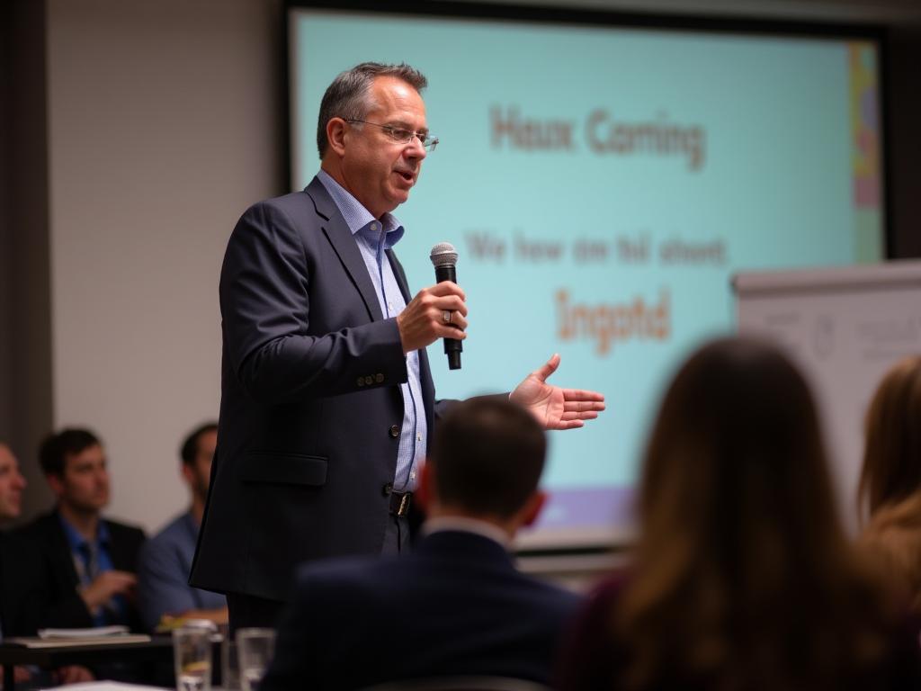 Noam Aviri presenting a tip on how to approach donors on a fundraising seminar