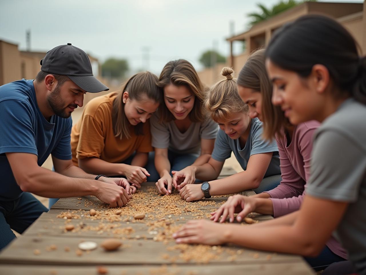 A group of diverse people working together on a community project, symbolizing the impact of social investment.