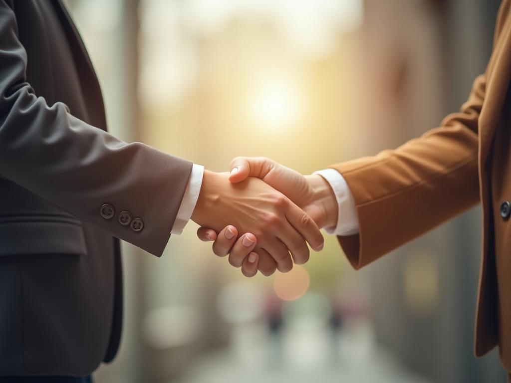 A person shaking hands with another person, symbolizing the connection between fundraiser and donor.