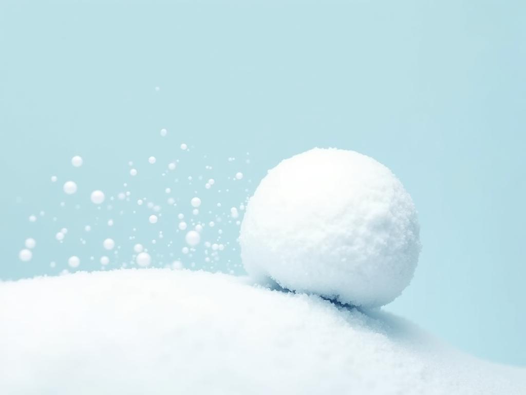A visual representation of a snowball rolling down a hill, gathering momentum and size, symbolizing the momentum strategy in fundraising.