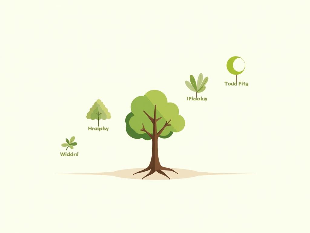 A graphic illustration showing the different stages of growth of a tree, with corresponding fundraising strategies for each stage.