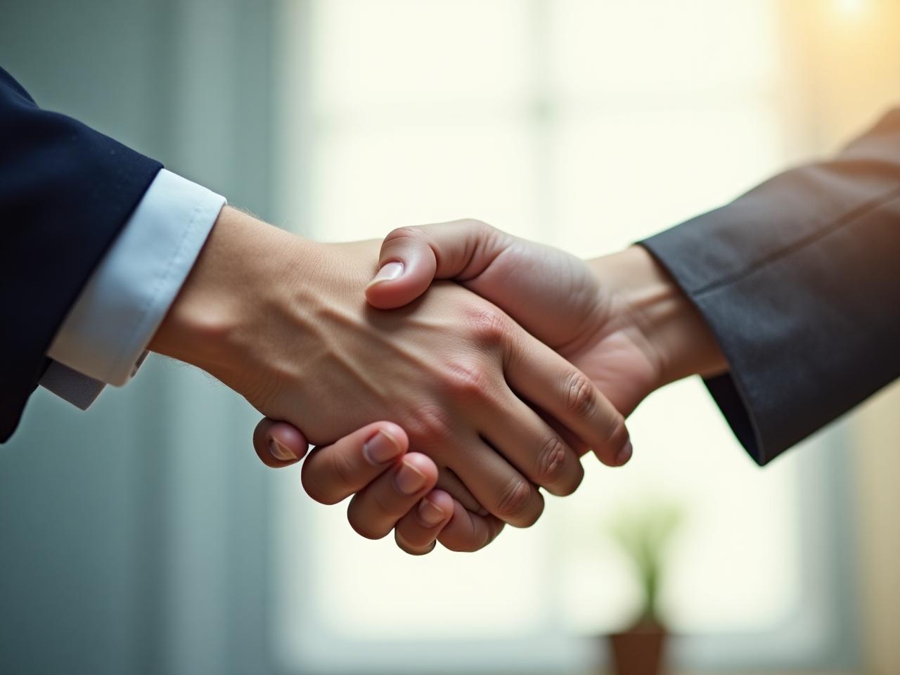 A person shaking hands with another, symbolizing partnership and philanthropy.