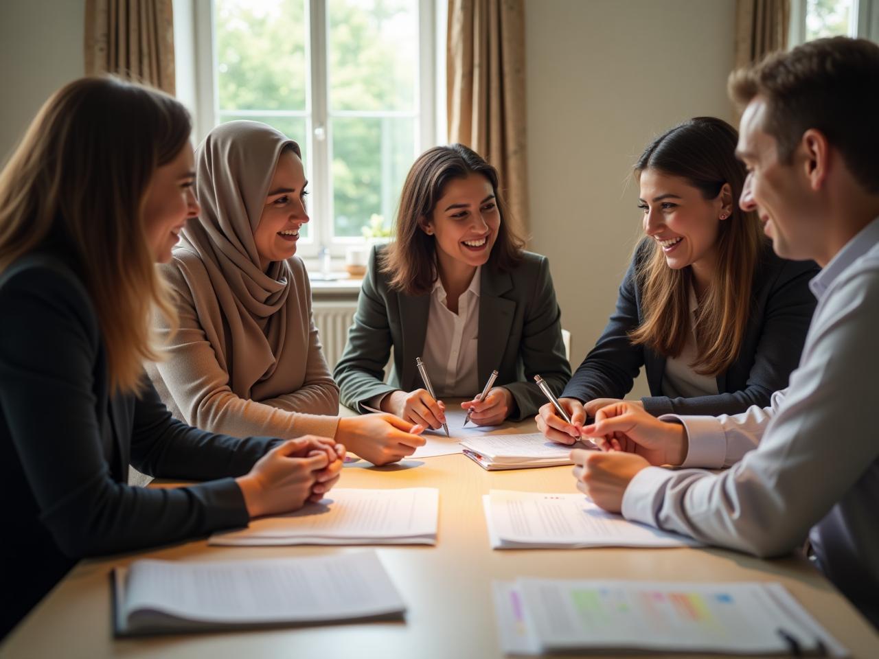 A group of people collaborating around a table, symbolizing community and fundraising.