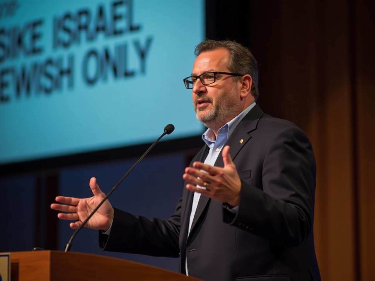 Noam Aviry speaking at conference about fundraising.