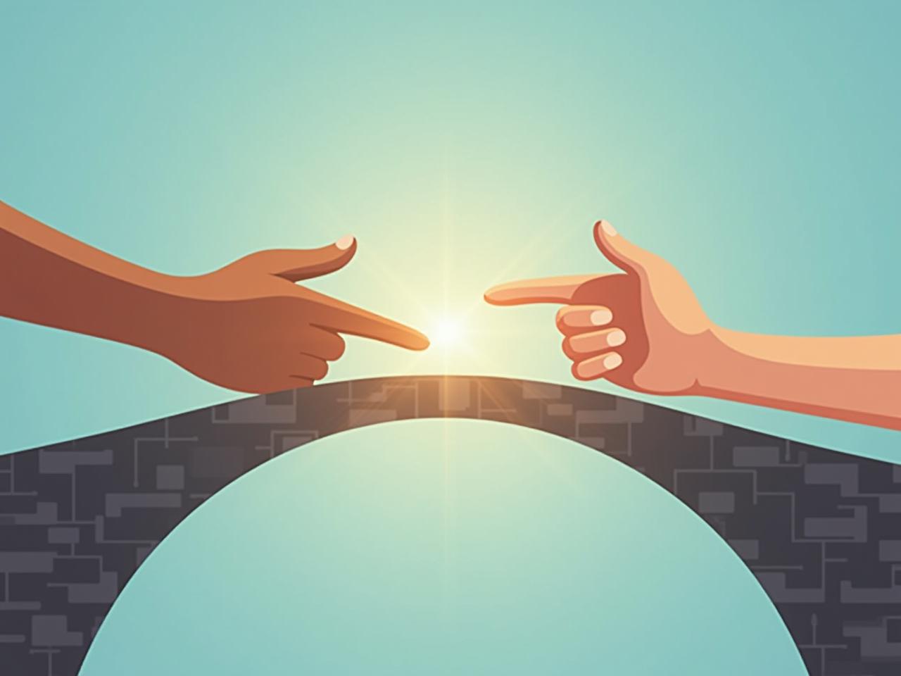 A bridge connecting two hands reaching out to each other, symbolizing the emotional connection between a donor and a cause.