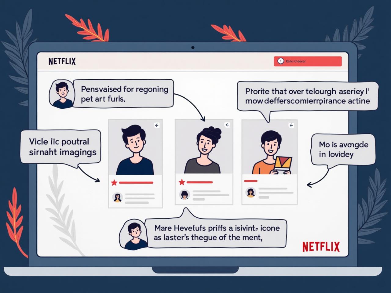 Illustration of a Netflix-like interface adapted for fundraising, showcasing profiles of potential donors and personalized donation recommendations.