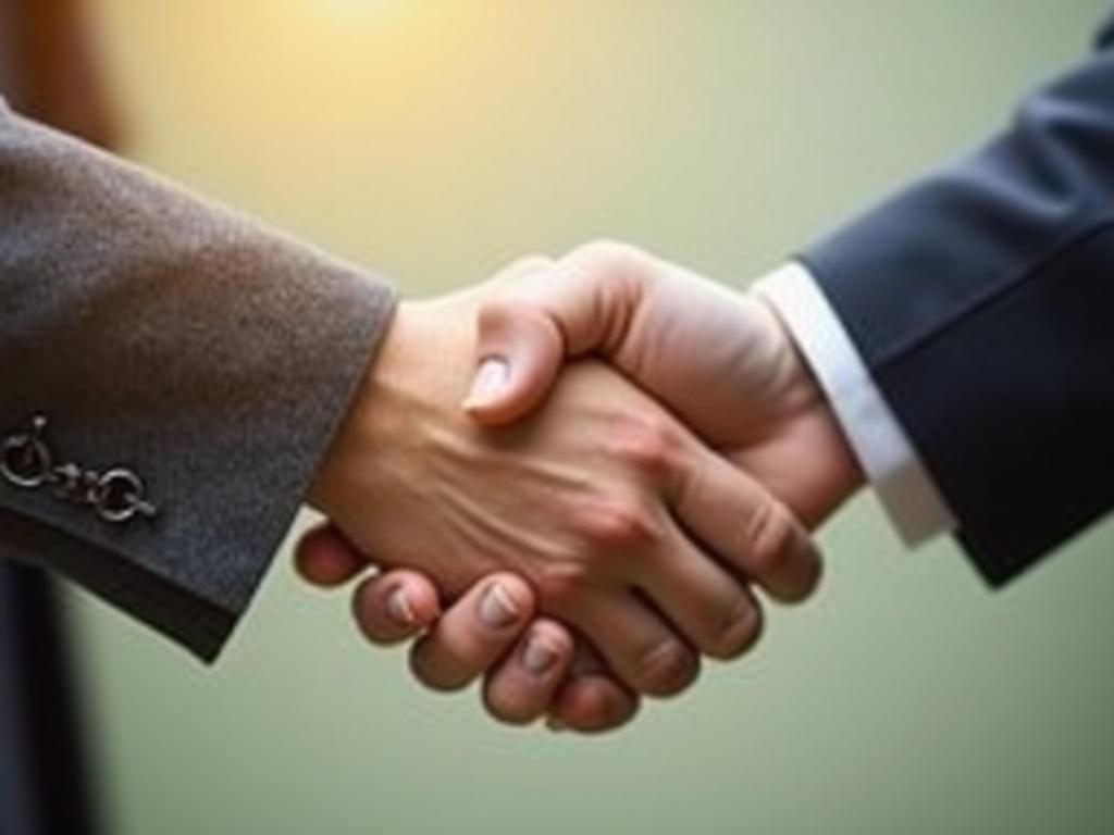 A person shaking hands with a potential donor, symbolizing a strong and trusting relationship.