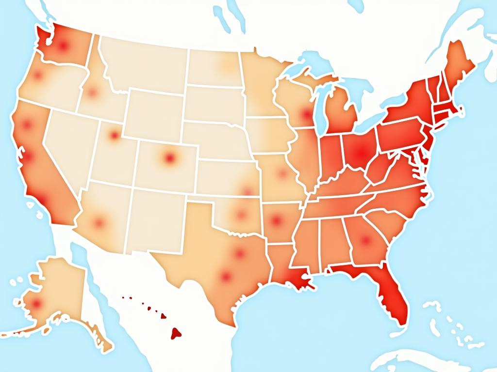 A map showing potential donor areas with heat colors, emphasizing the importance of targeted fundraising strategies.
