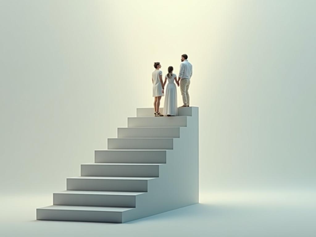 A spiral staircase going upwards, symbolizing the growing relationship with donors.