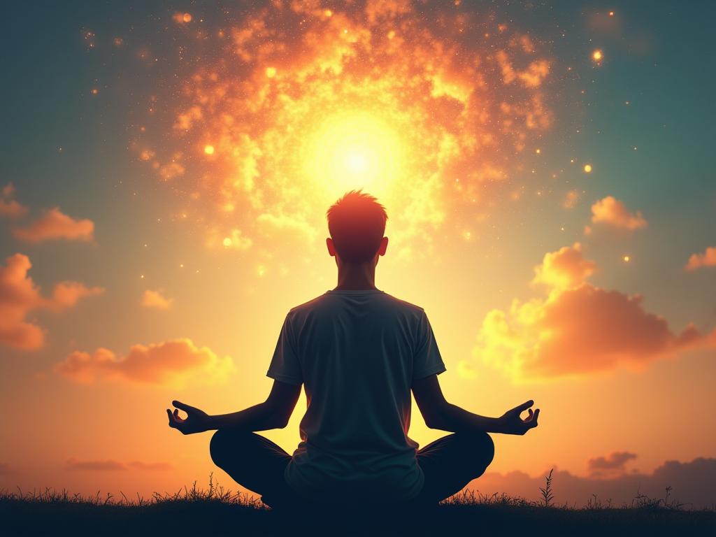 A person meditating with visualization of success in fundraising.