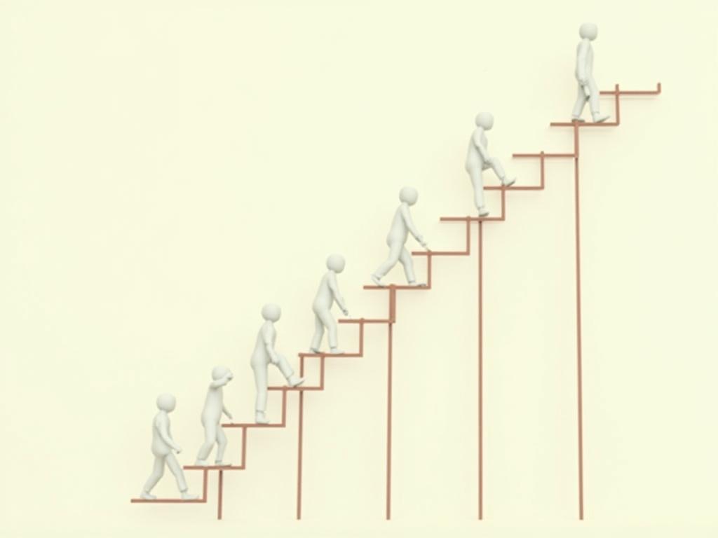 A visual representation of a ladder with donors climbing it, symbolizing the progressive stages of donor engagement and commitment to a non-profit organization.