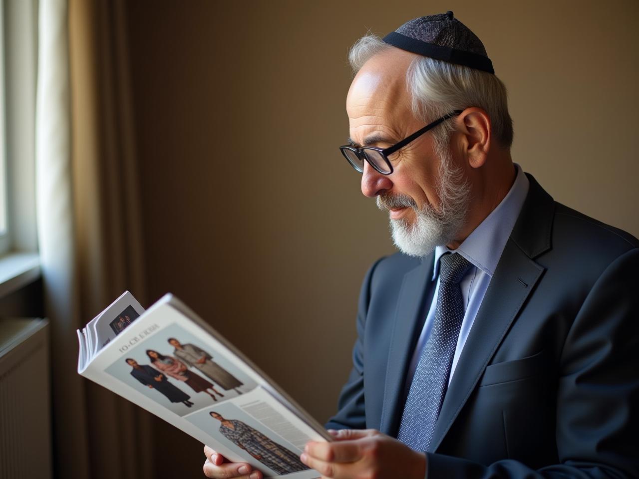 A person looking at a fashion magazine and thinking about philanthropy trends