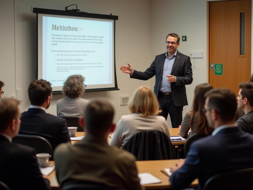 Noam Aviry explaining the Emotional Logic technique in a fundraising workshop.