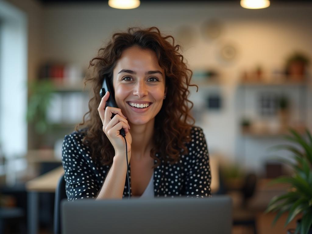 A person talking on the phone with a thoughtful expression, in an office environment, representing the pivotal conversation leading to a significant donation.