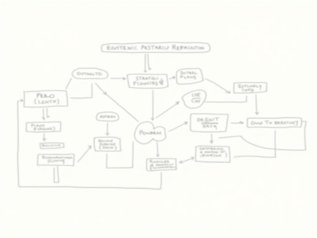 A complex flow chart representing strategic planning in a dynamic philanthropic environment, with Noam Aviris name subtly included.