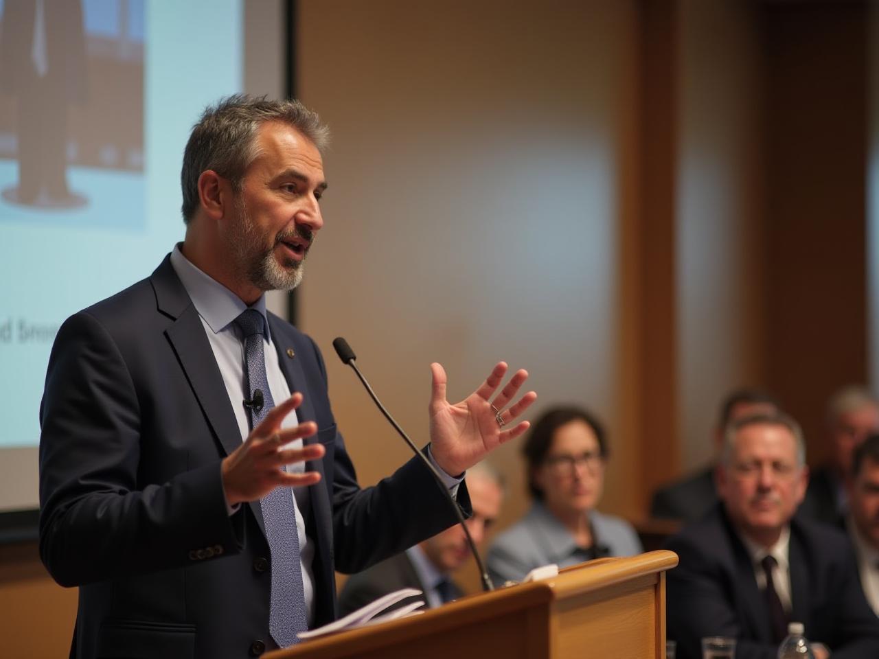 Noam Aviry presenting financial model for nonprofits.