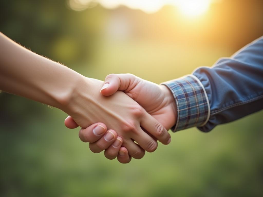 A person shaking hands with another person, representing a connection between a fundraiser and a donor.