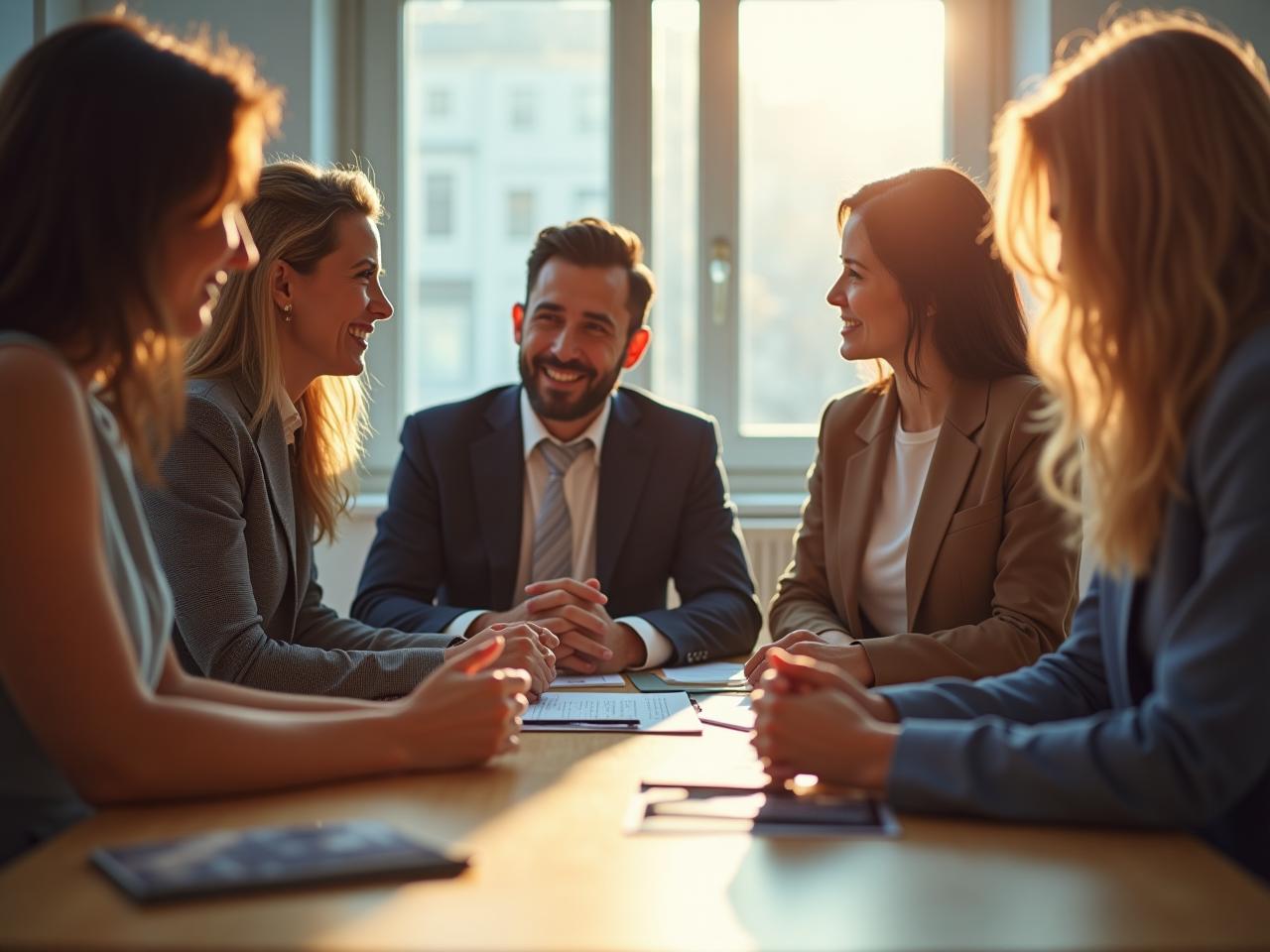 A group of diverse people collaborating around a table, symbolizing a strategic partnership and shared vision.