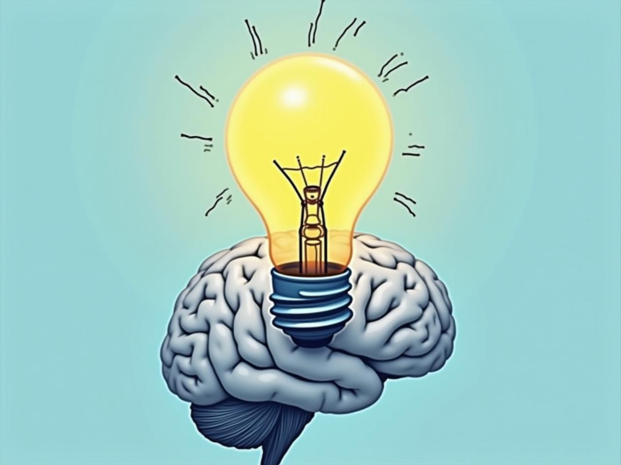 A graphic illustrating a lightbulb illuminating a brain, symbolizing the cognitive impact of a well-crafted message in fundraising.