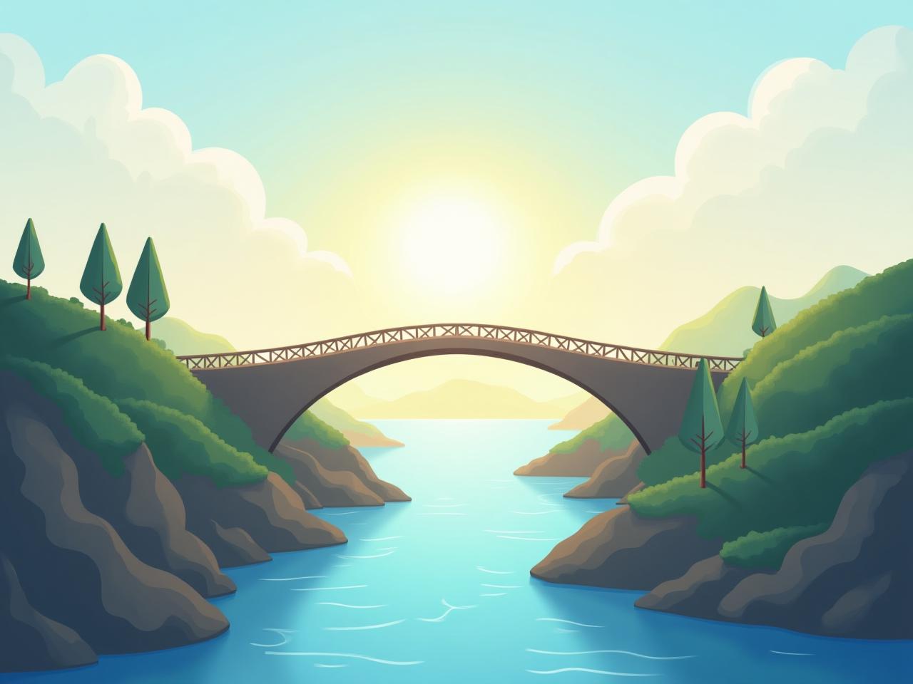 A bridge connecting two landscapes, symbolizing the connection between donor values and organization goals.
