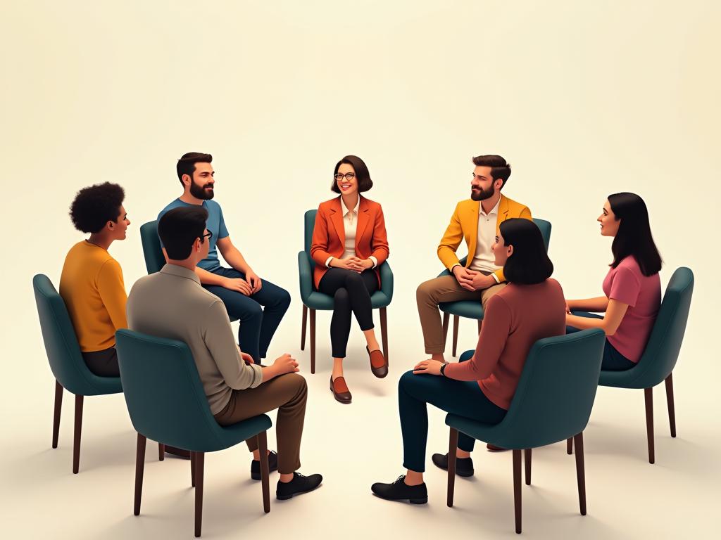 A group of people sitting in a circle, engaged in a discussion and learning together, representing a community of continuous learning in fundraising.