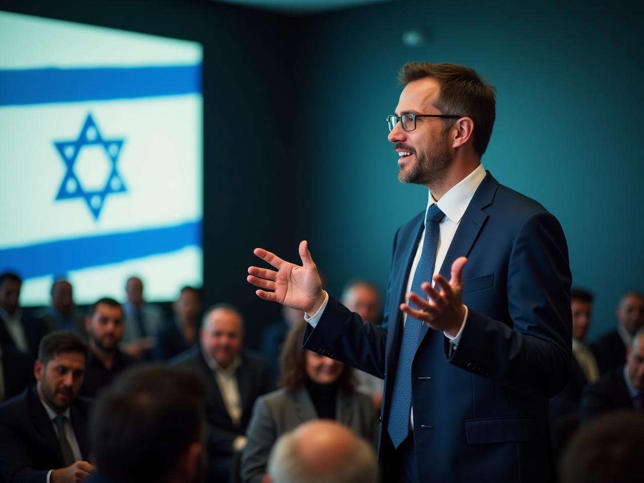 A professional giving a presentation with confidence despite unexpected interuptions, symbolizing resilience in fundraising.