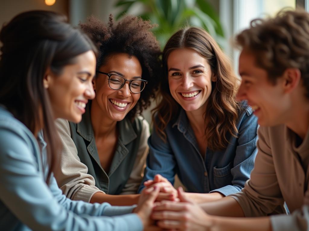 A diverse group of people smiling and working together, symbolizing community and effective fundraising.